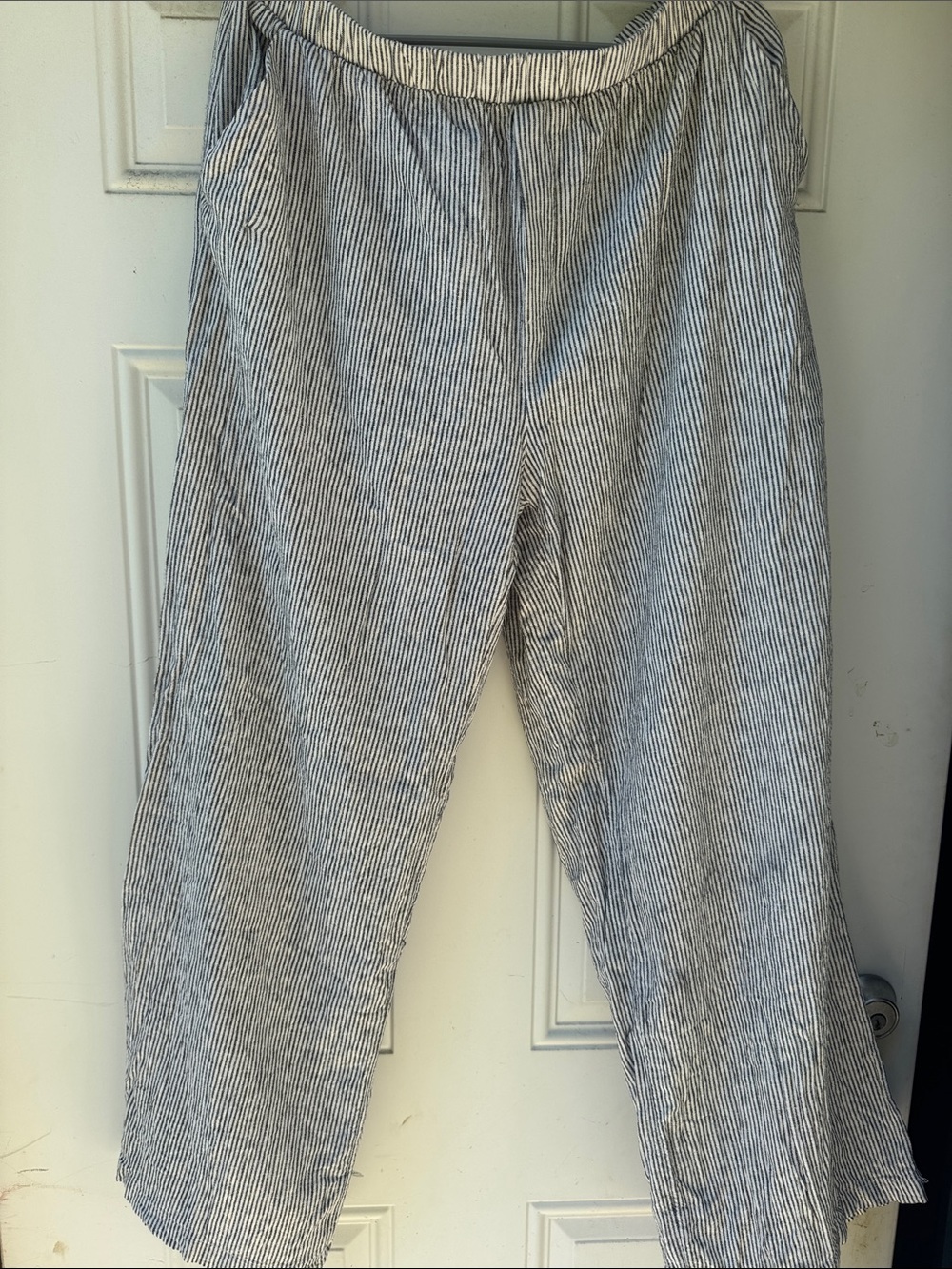 Women’s Lightweight Striped Casual Pants - Blue & White
